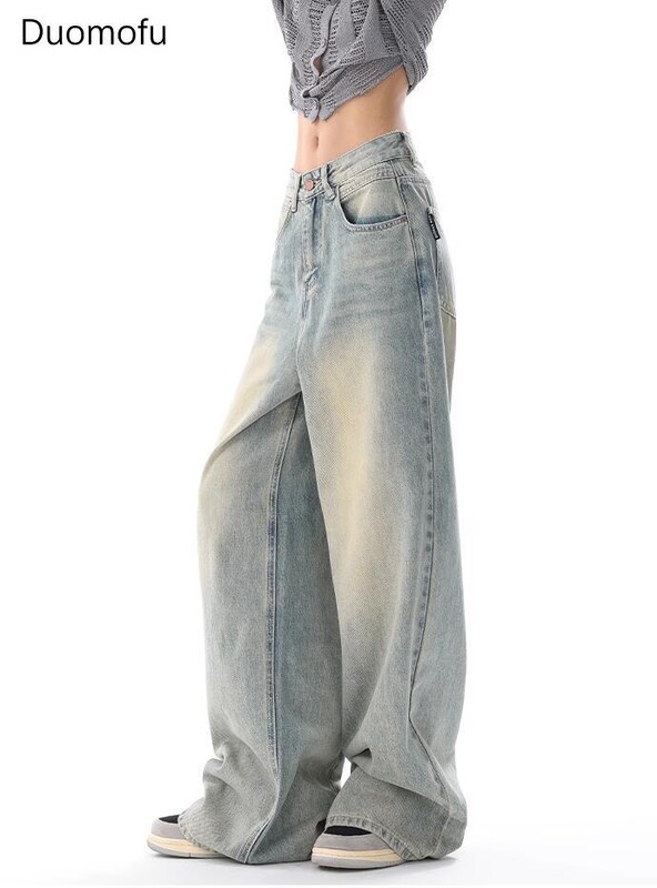 Duomofu rudens nauji vintažiniai laisvi, paprasti laisvalaikio moteriški džinsai amerikietiški klasikiniai aukšto juosmens ploni madingi S-XL moteriški džinsai