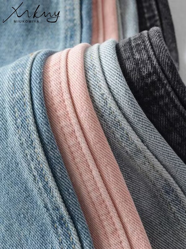 MiuKoMiYa plačios kojos rožinės spalvos džinsai moterims aukštu juosmeniu Pilkos džinsinės kelnės tiesios vintažinės džinsinės moteriškos 2023 m. madingos džinsinės kelnės