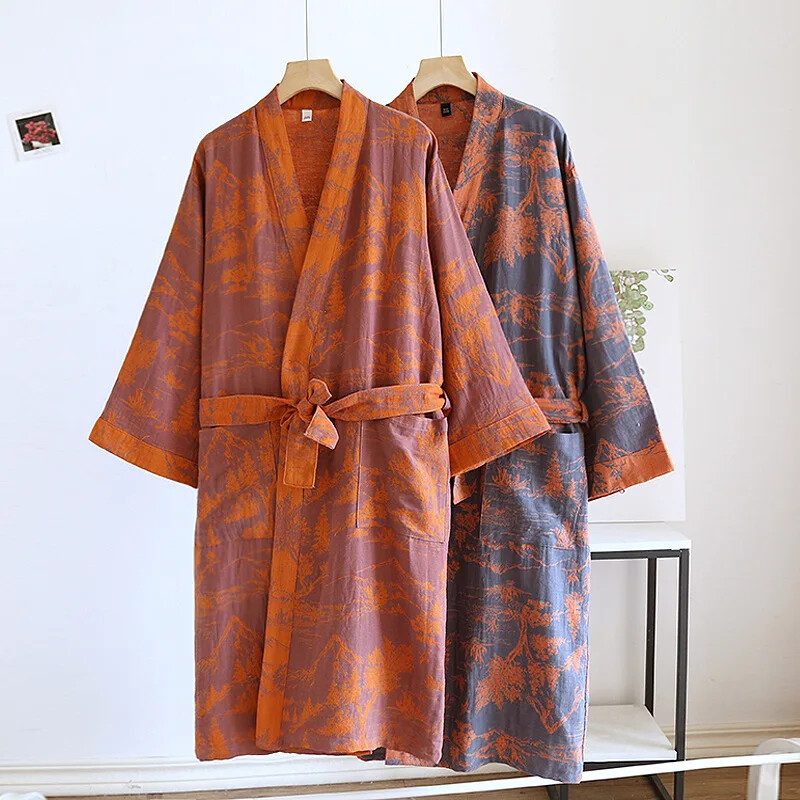 2024 m. laisvalaikio chalatas vyrams Miego drabužiai Naktinis chalatas Vyriškas laisvas chalatas Odai nekenksmingas pižamos Marškiniai Chalatai Vyriški kimono chalatai