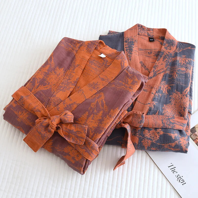 2024 m. laisvalaikio chalatas vyrams Miego drabužiai Naktinis chalatas Vyriškas laisvas chalatas Odai nekenksmingas pižamos Marškiniai Chalatai Vyriški kimono chalatai