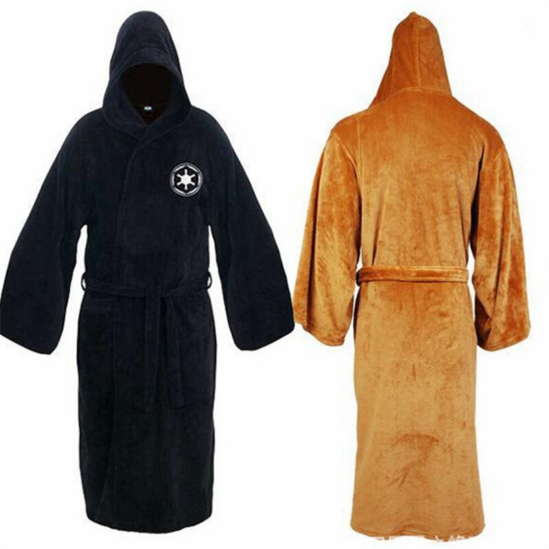 Sügis- ja talvine meeste paksendatud termoflanellist pidžaama ühevärviline Anime Empire Warriors pikk öösärk kapuutsiga koduhommikumantel