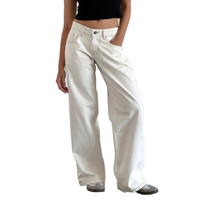 Combhasaki női Y2K Vintage cipzáros gombos, alacsony derékú farmer, egyszínű táskás farmer hosszú nadrág zsebekkel, napi utcai viselet