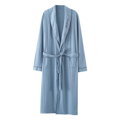 Tavaszi őszi kockás fürdőköpeny férfi alvófelső kimonó köntös férfiaknak teljes tiszta pamut hosszú fürdőköpeny menyasszonyi köntös pongyola M-4XL