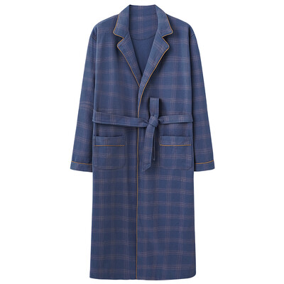 Tavaszi őszi kockás fürdőköpeny férfi alvófelső kimonó köntös férfiaknak teljes tiszta pamut hosszú fürdőköpeny menyasszonyi köntös pongyola M-4XL