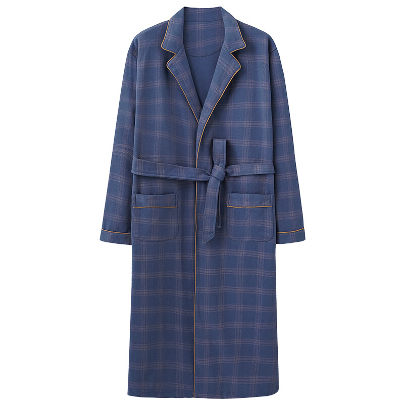 Tavaszi őszi kockás fürdőköpeny férfi alvófelső kimonó köntös férfiaknak teljes tiszta pamut hosszú fürdőköpeny menyasszonyi köntös pongyola M-4XL