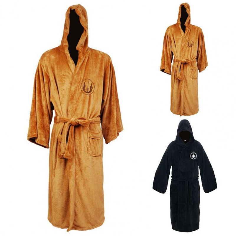 Férfi flanel köntös kapucnis vastag egyszínű, hosszú ujjú otthoni ruha Őszi téli csillagmintás öv hálóing fürdőköpeny
