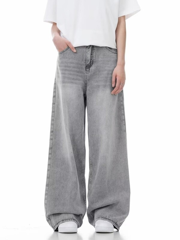 Moteriški pilki vintažiniai džinsai High Street Denim kelnės Laisvalaikio gotikos kelnės aukštu juosmeniu tiesios gatvės apranga Baggy Hosen Moteriška Y2K