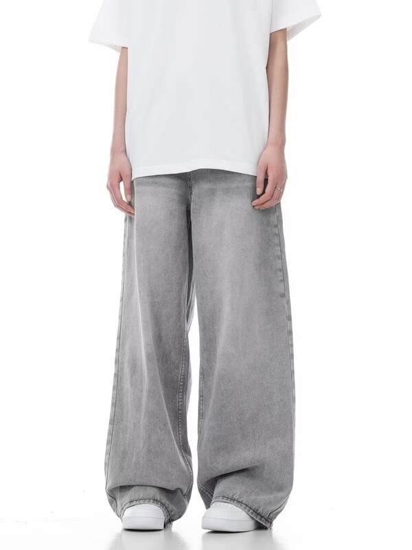 Moteriški pilki vintažiniai džinsai High Street Denim kelnės Laisvalaikio gotikos kelnės aukštu juosmeniu tiesios gatvės apranga Baggy Hosen Moteriška Y2K