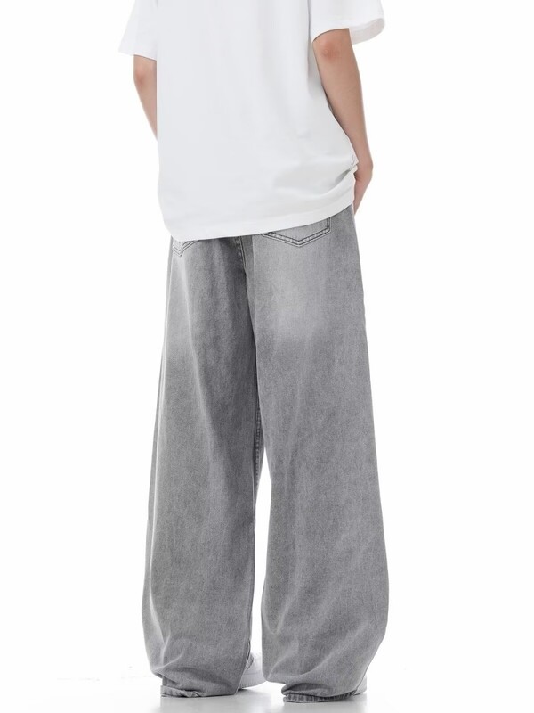 Moteriški pilki vintažiniai džinsai High Street Denim kelnės Laisvalaikio gotikos kelnės aukštu juosmeniu tiesios gatvės apranga Baggy Hosen Moteriška Y2K