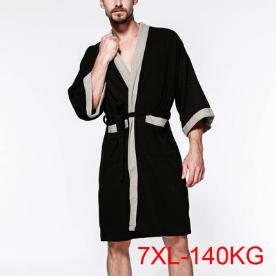 Kevadsuvi Meeste hommikumantel 7XL Rind 140cm 6XL 5XL Lahtine puuvillane hommikumantel