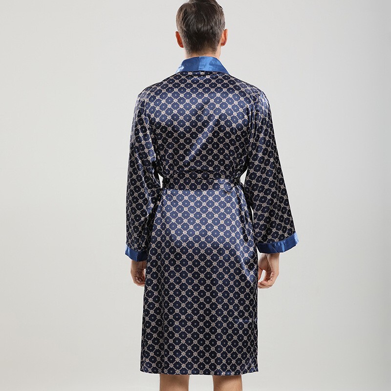Férfi köntösgarnitúrák szatén kimonó ruha Férfi hálóruha Fürdőköpeny Műselyem 2 DB köntös és rövidnadrág öltöny Alkalmi hálóruha szalonruha Háztartási ruha