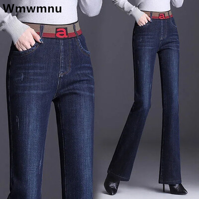 Suur suurus 33 Teksad Naised Kõrge vöökohaga Vintage Flare Denim Püksid Slim Stretch Sirge Vaqueros Casual Pantalones Korea püksid Uus