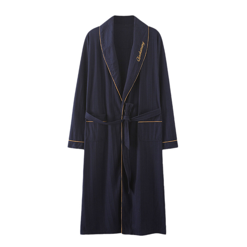 Őszi téli férfi pizsama fürdőköpeny hosszú ujjú pamut puha, kényelmes alkalmi fűzős zuhanyköpeny Középhosszú férfi nappaliruha köntös