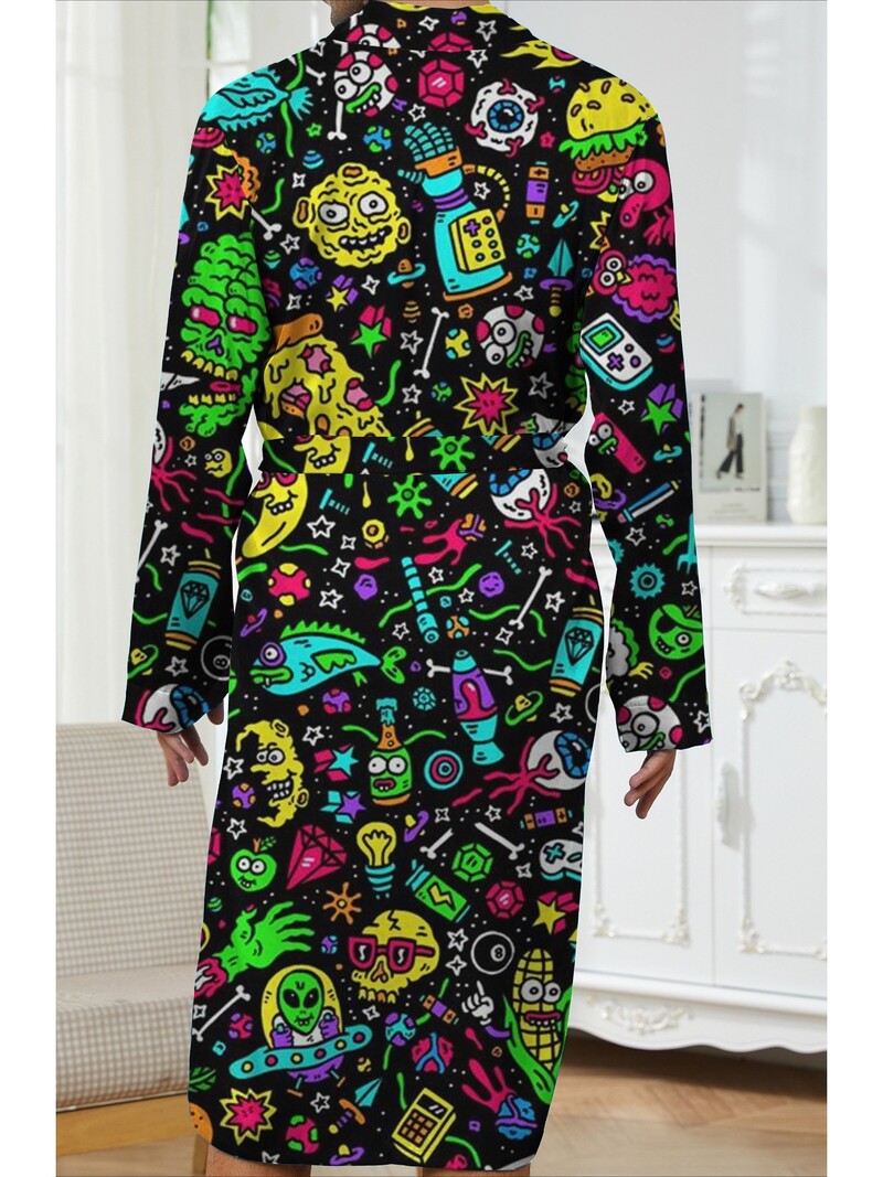 Új, 3D nyomtatott férfi, bőrbarát, selymes hálóköpeny minden évszakhoz, csúcsminőségű alkalmi fürdőköpeny