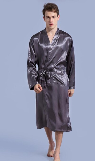 Valge ühevärviline pikkade varrukatega Hiina meeste viskoosst hommikumantlid, uus meeste kimono hommikumantel magamisriided ööriided pidžaamad SML XL XXL