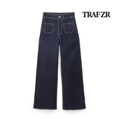 TRAF ZR Hight Street női farmernadrág Y2k Jean Baggy női 2023 divat, új Kpop Cargo magas derekú, széles szüreti nadrág farmer női