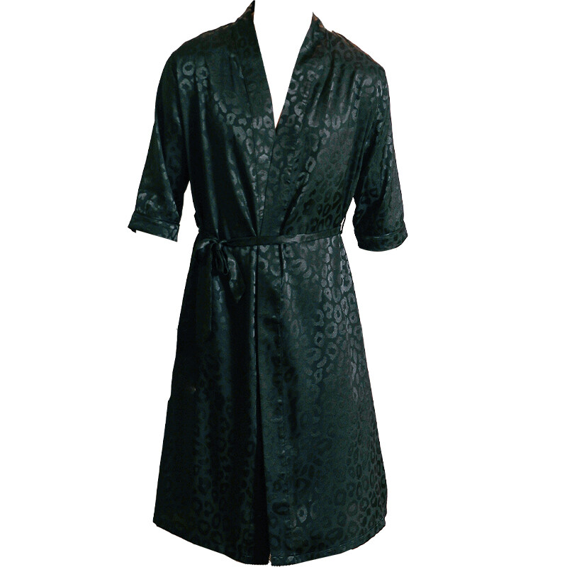 Мъжки ледени копринени сатенени пижами с половин ръкав, спално облекло, халати, халати, нощница, голям размер, пролет и есен, къси ръкави