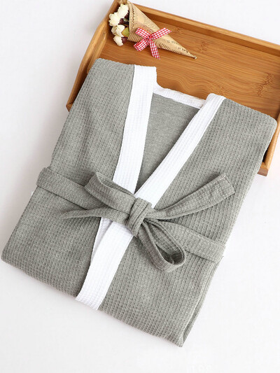 Мъжки памучен вафлен халат, абсорбиращ халат за баня, уютни халати, нощно спално облекло, мъжки халат, голям размер, лято, пролет