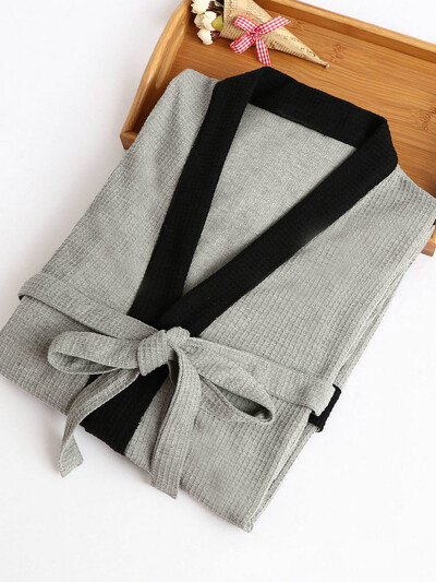 Мъжки памучен вафлен халат, абсорбиращ халат за баня, уютни халати, нощно спално облекло, мъжки халат, голям размер, лято, пролет