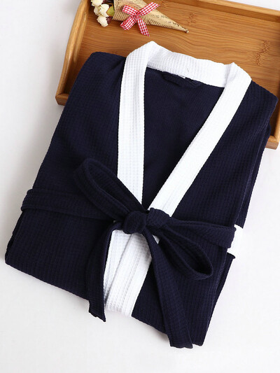 Мъжки памучен вафлен халат, абсорбиращ халат за баня, уютни халати, нощно спално облекло, мъжки халат, голям размер, лято, пролет