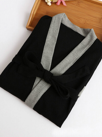 Мъжки памучен вафлен халат, абсорбиращ халат за баня, уютни халати, нощно спално облекло, мъжки халат, голям размер, лято, пролет