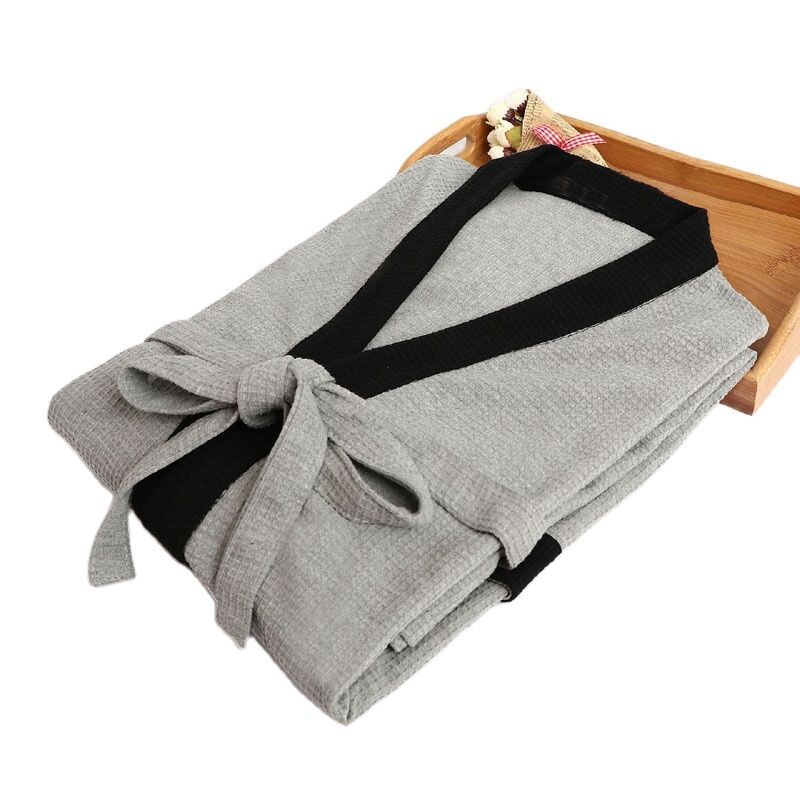 Мъжки памучен вафлен халат, абсорбиращ халат за баня, уютни халати, нощно спално облекло, мъжки халат, голям размер, лято, пролет