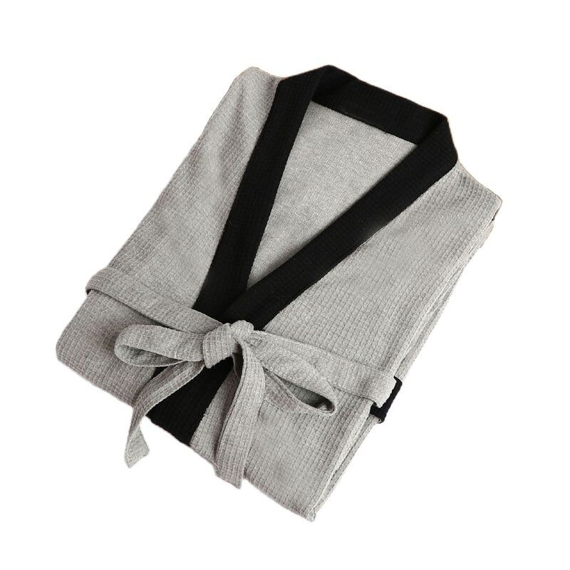 Мъжки памучен вафлен халат, абсорбиращ халат за баня, уютни халати, нощно спално облекло, мъжки халат, голям размер, лято, пролет