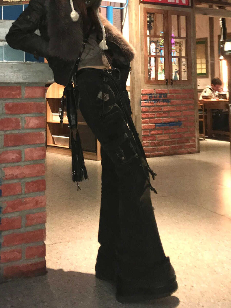 Naised Korea mood šikk teksad Grunge jaapani Harajuku Gyaru Y2K Denim Cargo Püksid küberpunk 2000. aastate hip-pop Esteetiline Tomboy