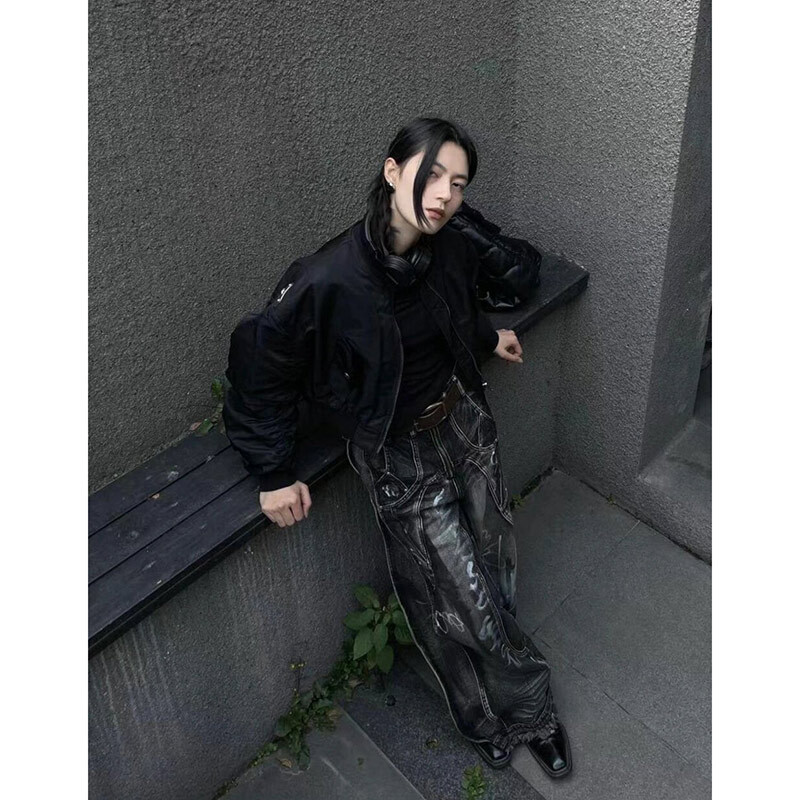 Naiste mustad gooti teksad Harajuku Y2k 90ndate esteetilised kottis teksariidest püksid Korea punk Jean Püksid Vintage 2000. aastate räpased riided