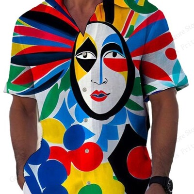 2025 m. Naujos mados veido 3d spausdinimo paplūdimio marškiniai Vasariniai trumpomis rankovėmis Havajų marškiniai Vyriški palaidinės Dideli marškiniai Vyriški drabužiai 5xl