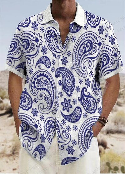 2025 m. Naujos mados veido 3d spausdinimo paplūdimio marškiniai Vasariniai trumpomis rankovėmis Havajų marškiniai Vyriški palaidinės Dideli marškiniai Vyriški drabužiai 5xl