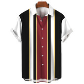 Vyriški 3D dryžuoti Havajų marškiniai Madingo dizaino Gėlėti laisvi marškiniai trumpomis rankovėmis aukštos kokybės laisvalaikio vasaros drabužiai