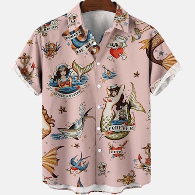 3D vyriški vasaros gatvės kostiumai Skeletas Havajų marškinėliai Harajuku Aukštos kokybės Prabangūs Gėlėti Socialiniai Kasdieniai Spalvoti Dazn Drabužiai