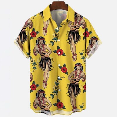 3D vyriški vasaros gatvės kostiumai Skeletas Havajų marškinėliai Harajuku Aukštos kokybės Prabangūs Gėlėti Socialiniai Kasdieniai Spalvoti Dazn Drabužiai