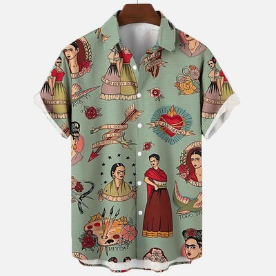 3D vyriški vasaros gatvės kostiumai Skeletas Havajų marškinėliai Harajuku Aukštos kokybės Prabangūs Gėlėti Socialiniai Kasdieniai Spalvoti Dazn Drabužiai