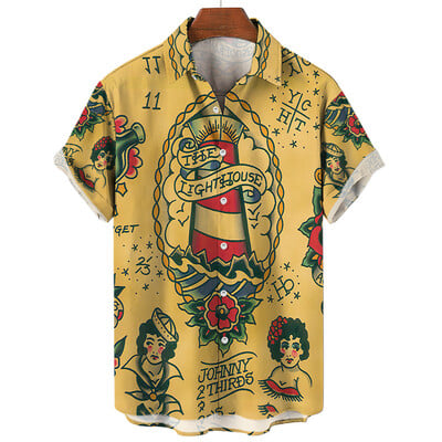 3D vyriški vasaros gatvės kostiumai Skeletas Havajų marškinėliai Harajuku Aukštos kokybės Prabangūs Gėlėti Socialiniai Kasdieniai Spalvoti Dazn Drabužiai