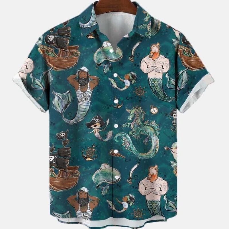 3D vyriški vasaros gatvės kostiumai Skeletas Havajų marškinėliai Harajuku Aukštos kokybės Prabangūs Gėlėti Socialiniai Kasdieniai Spalvoti Dazn Drabužiai