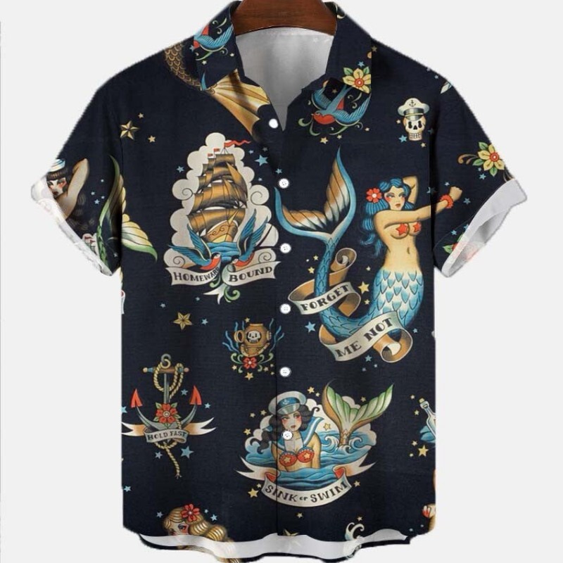 3D vyriški vasaros gatvės kostiumai Skeletas Havajų marškinėliai Harajuku Aukštos kokybės Prabangūs Gėlėti Socialiniai Kasdieniai Spalvoti Dazn Drabužiai