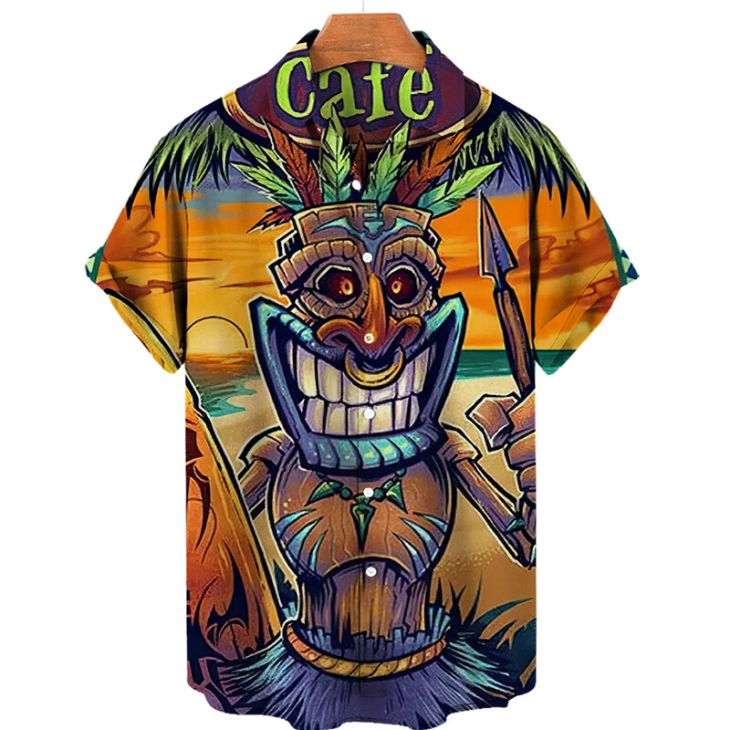 3d Skull Havajų marškinėliai Vyrams Negabaritiniai laisvalaikio vyriški marškiniai Gatvės apranga Paplūdimio vasara Vyriška palaidinė trumpomis rankovėmis madingi marškinėliai