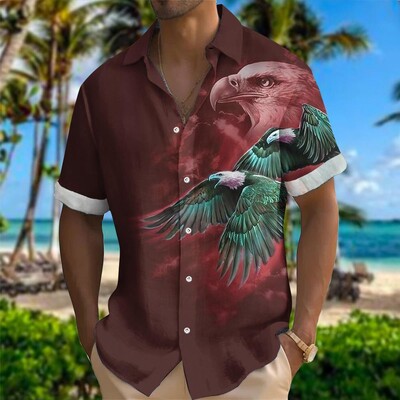 Vasaras klasisks stils lauva havajiešu puķes vīrietis sociāli retro ikdienišķa, šaura kleita kreklblūze puķaina vīriešu 3D druka, vaļīga kamisas