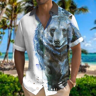 Vasaras klasisks stils lauva havajiešu puķes vīrietis sociāli retro ikdienišķa, šaura kleita kreklblūze puķaina vīriešu 3D druka, vaļīga kamisas