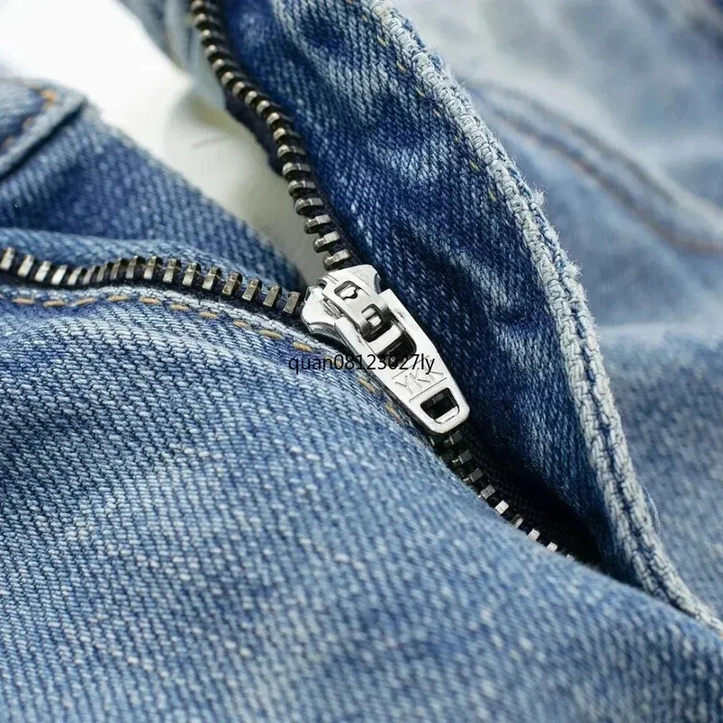 Naiste mood Lapitehnika Denim Broek Veters Rits Fly Teksad Broekzakken Dames Casual Mid Taille Broek Met Rechte Pijpen