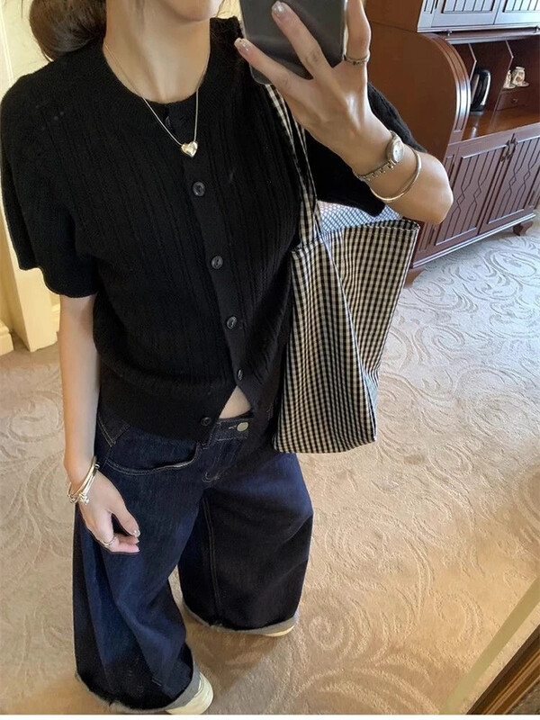 Sieviešu tumši zilas, brīvas, platas džinsi Iela Foršas meitenes bikses ar augstu vidukli, sieviešu ikdienas taisnas džinsa bikses