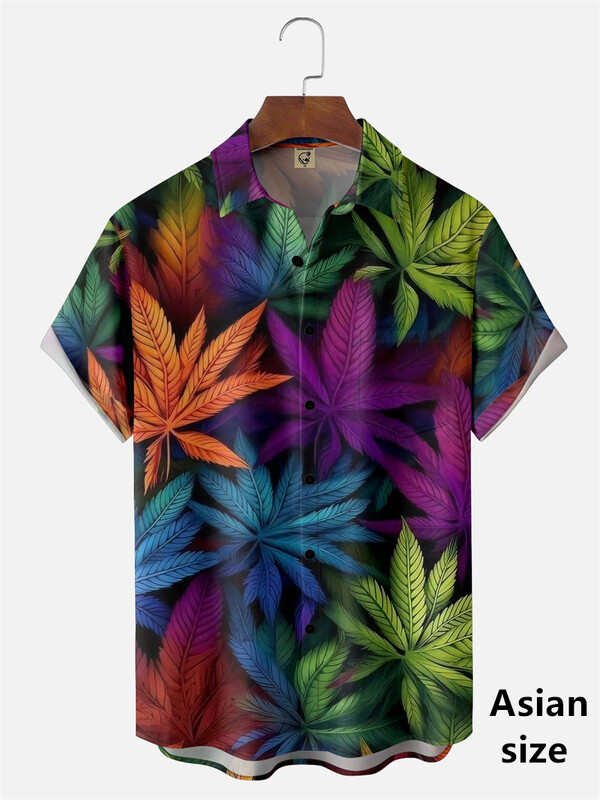 Új nyári füvek zöld levelek Grafikus hawaii ingek férfi női 3D nyomtatott tengerparti alkalmi ünnepi gombos hajtóka női blúz