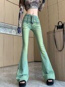 Slim Fit sieviešu džinsi ar uzplaiksnījumu, šauri zilas kovboju bikses sievietēm ar zemu vidukli vairumtirdzniecība estētiskas bikses ar apakšu