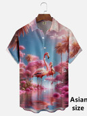 Flamingo marškiniai 3D spausdinti Vyriški Moteriški mada Havajų laisvalaikio paplūdimio marškiniai trumpomis rankovėmis Nauji su sagomis Palaidinė Kasdieniai vyriški drabužiai