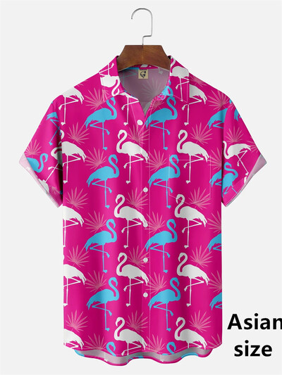 Flamingo marškiniai 3D spausdinti Vyriški Moteriški mada Havajų laisvalaikio paplūdimio marškiniai trumpomis rankovėmis Nauji su sagomis Palaidinė Kasdieniai vyriški drabužiai