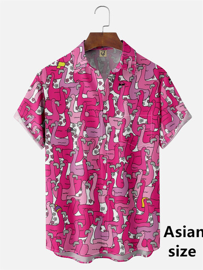 Flamingo marškiniai 3D spausdinti Vyriški Moteriški mada Havajų laisvalaikio paplūdimio marškiniai trumpomis rankovėmis Nauji su sagomis Palaidinė Kasdieniai vyriški drabužiai