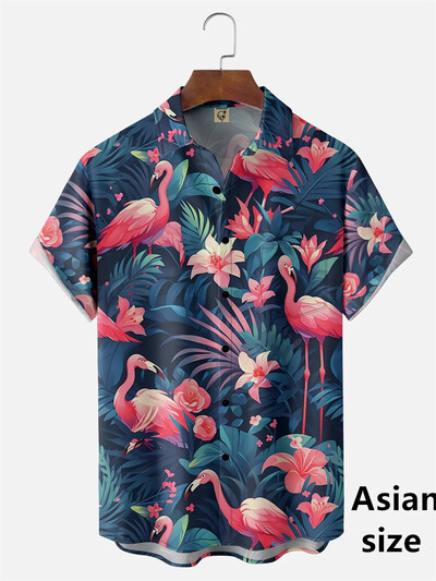 Flamingo marškiniai 3D spausdinti Vyriški Moteriški mada Havajų laisvalaikio paplūdimio marškiniai trumpomis rankovėmis Nauji su sagomis Palaidinė Kasdieniai vyriški drabužiai