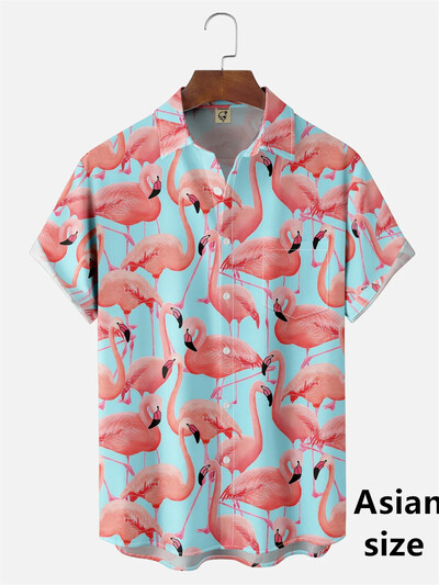 Flamingo marškiniai 3D spausdinti Vyriški Moteriški mada Havajų laisvalaikio paplūdimio marškiniai trumpomis rankovėmis Nauji su sagomis Palaidinė Kasdieniai vyriški drabužiai